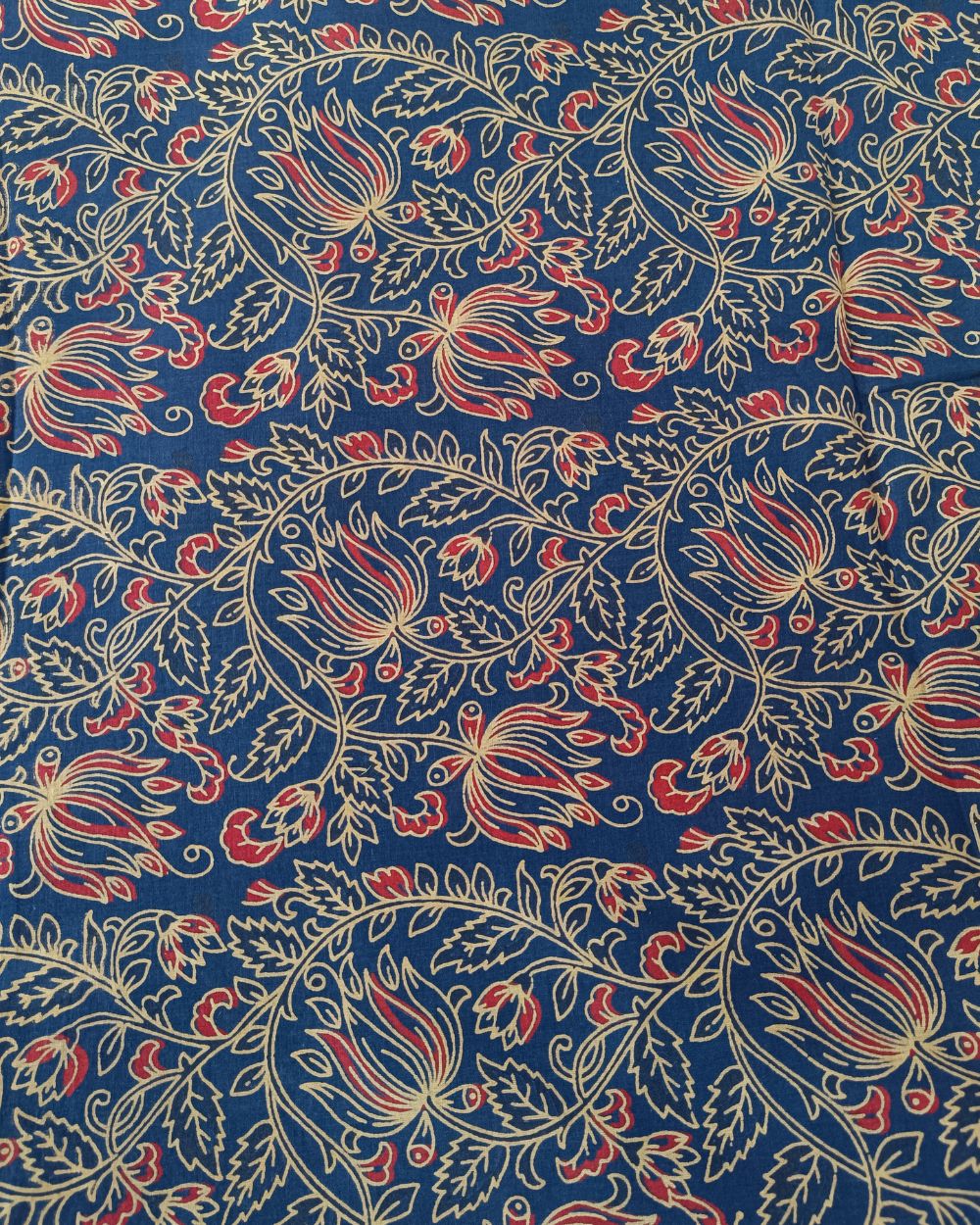 Ajrakh Cotton Natural Dye Block Printed Navy Blue Colour 44 Inches Width