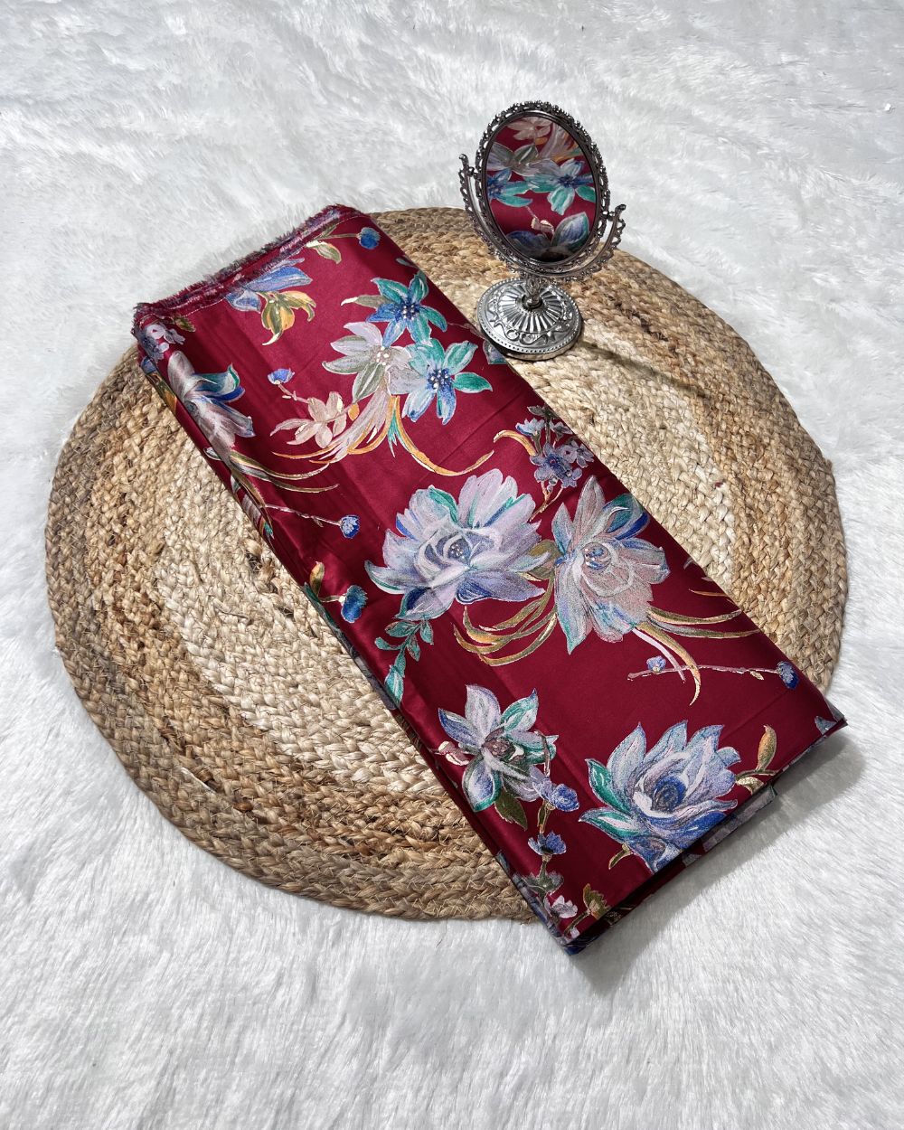 Printed Glaze Cotton Maroon Colour 42 Inches Width
