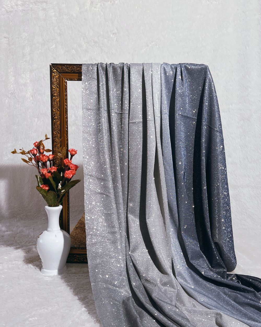 Imported Sparkle Dark Grey Dual Tone Shaded Colour 55 Inches Width