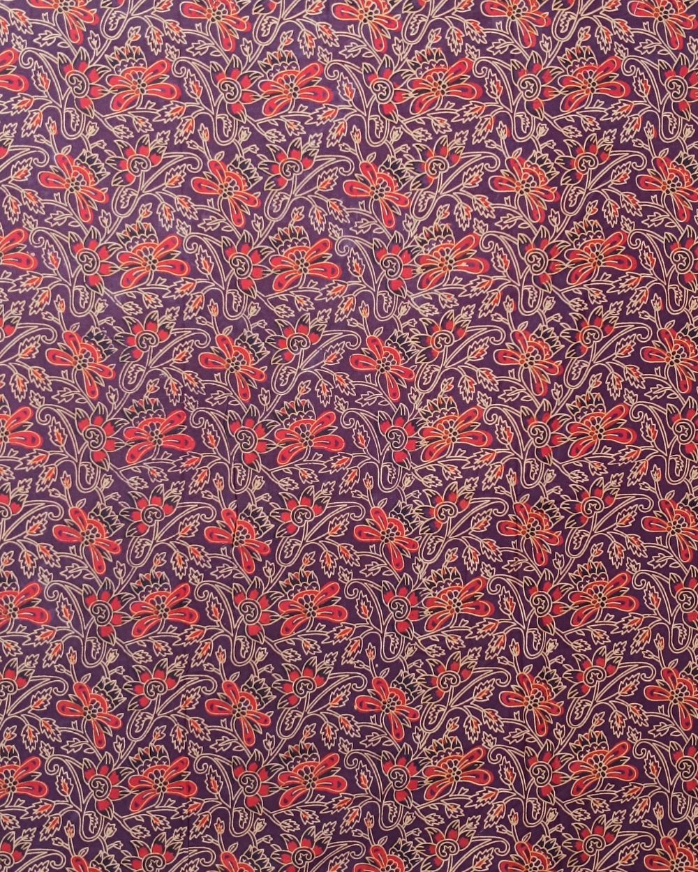 Ajrakh Cotton Natural Dye Block Printed Pastel Purple Colour 42 Inches Width