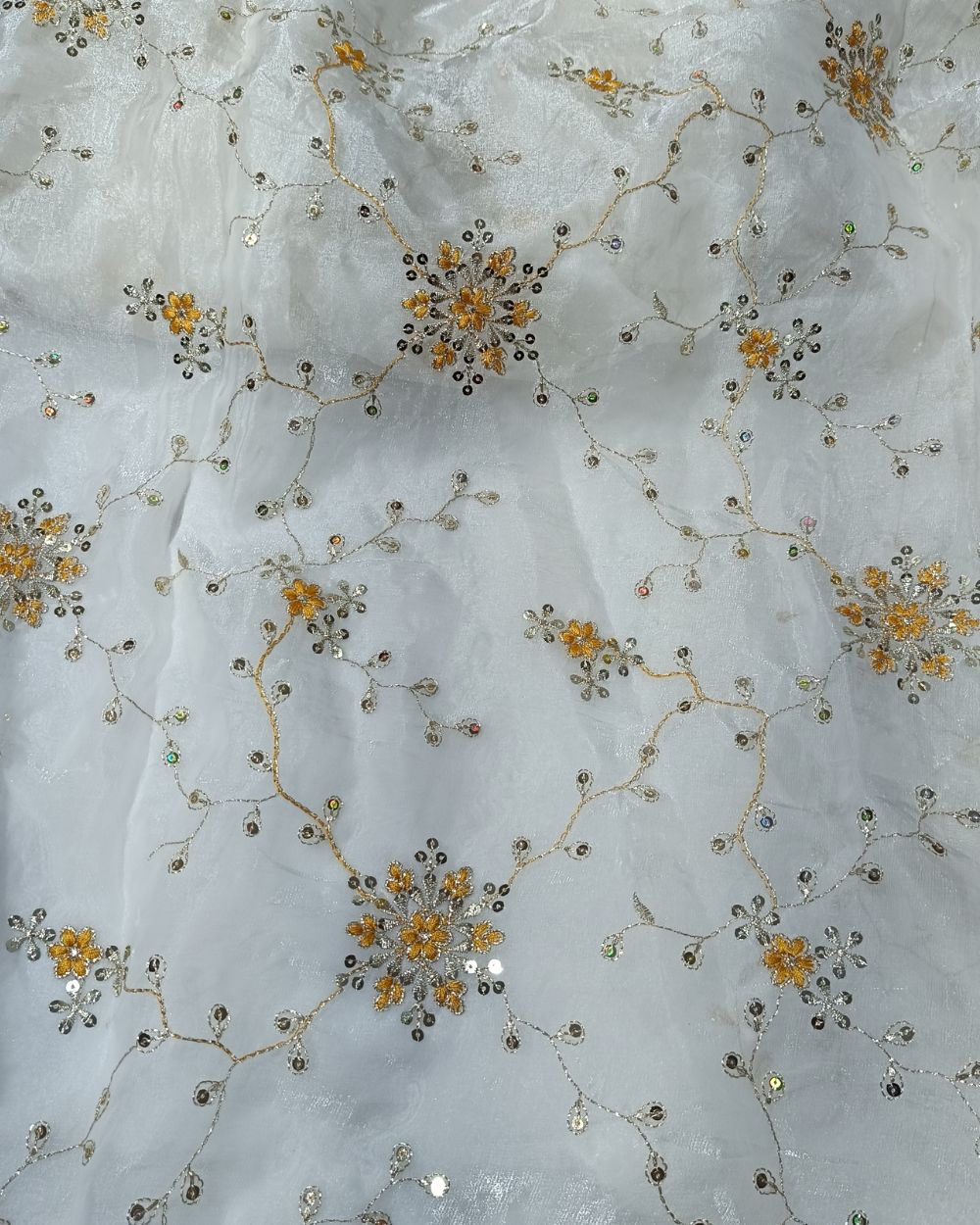 Space Silk Work White Colour 46 Inches Width
