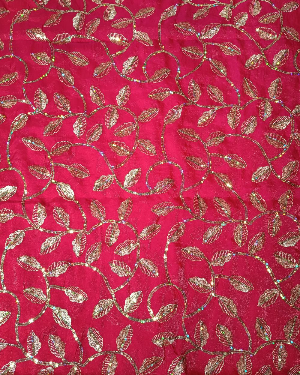 Space Silk Work Rani Pink Colour 42 Inches Width