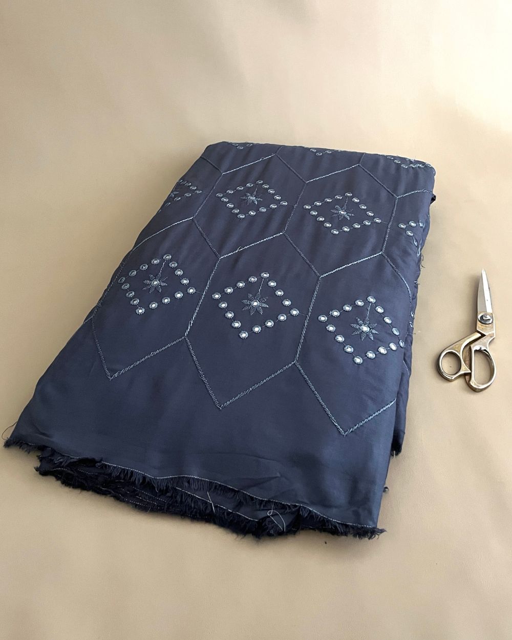 Rayon Abla Work  Greyish Blue Colour 44 inches width
