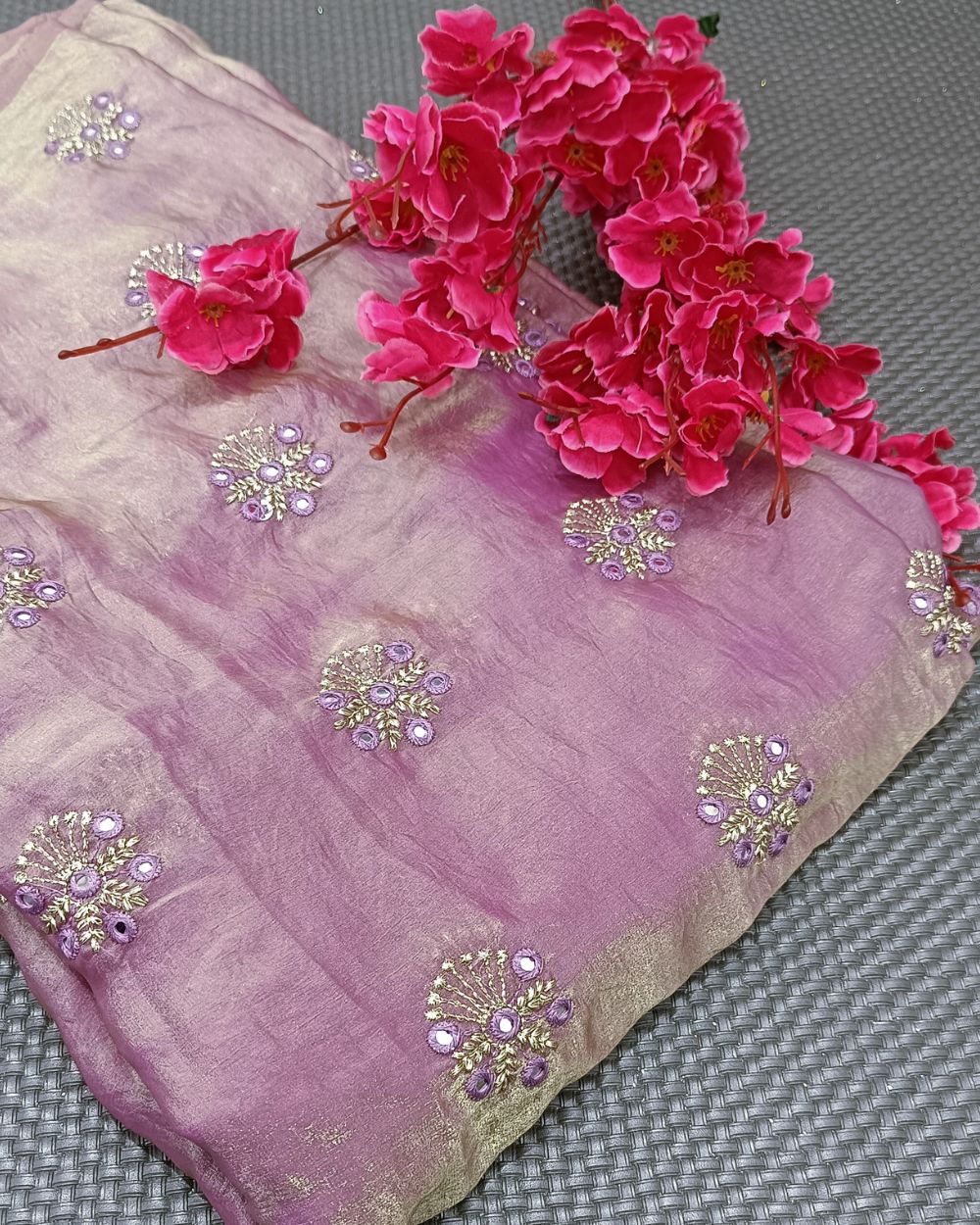 Space Silk Work Pastel Onion Pink Colour 44 Inches Width