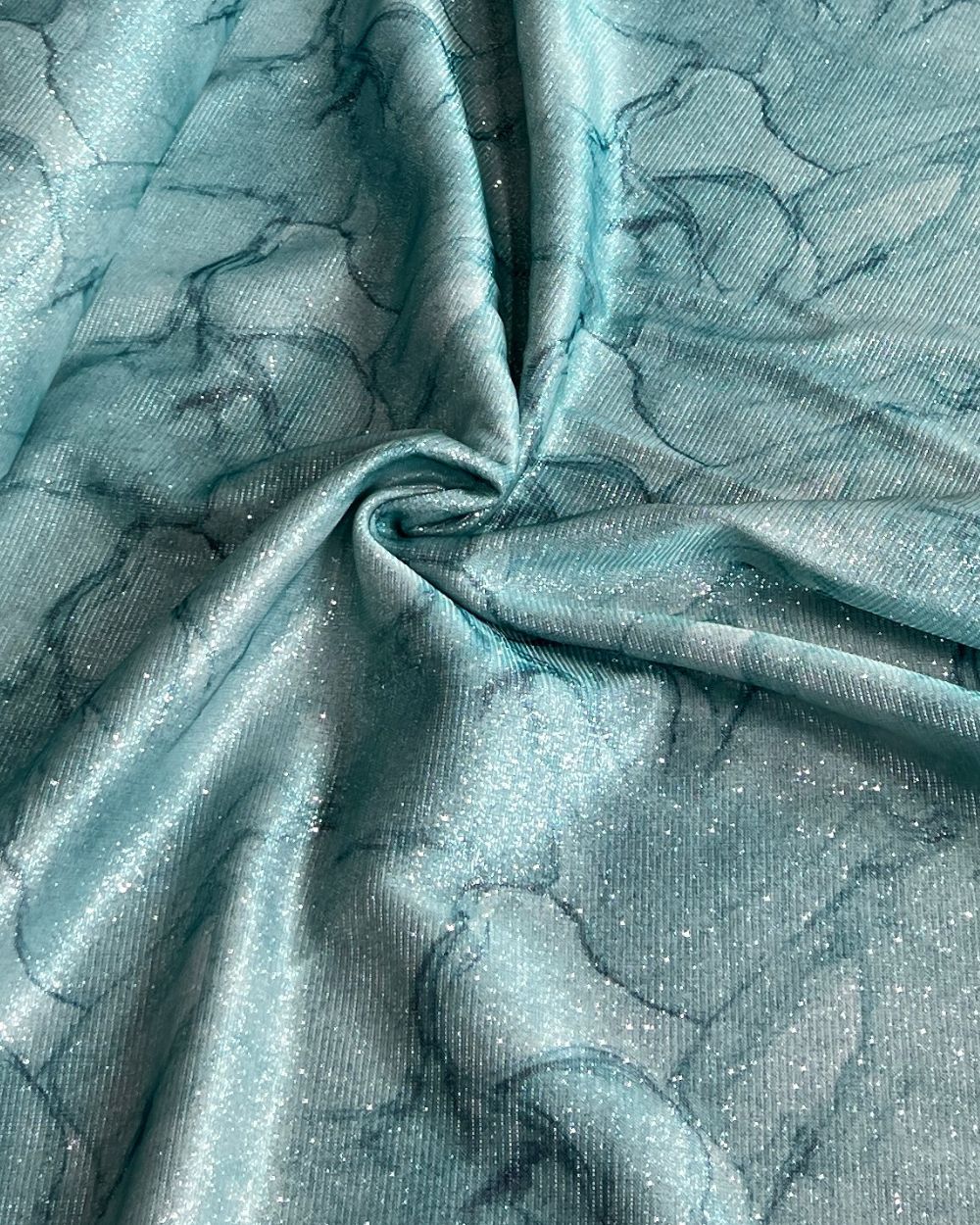 Imported Digital Printed Sparkle Sky Blue Colour 55 Inches Width