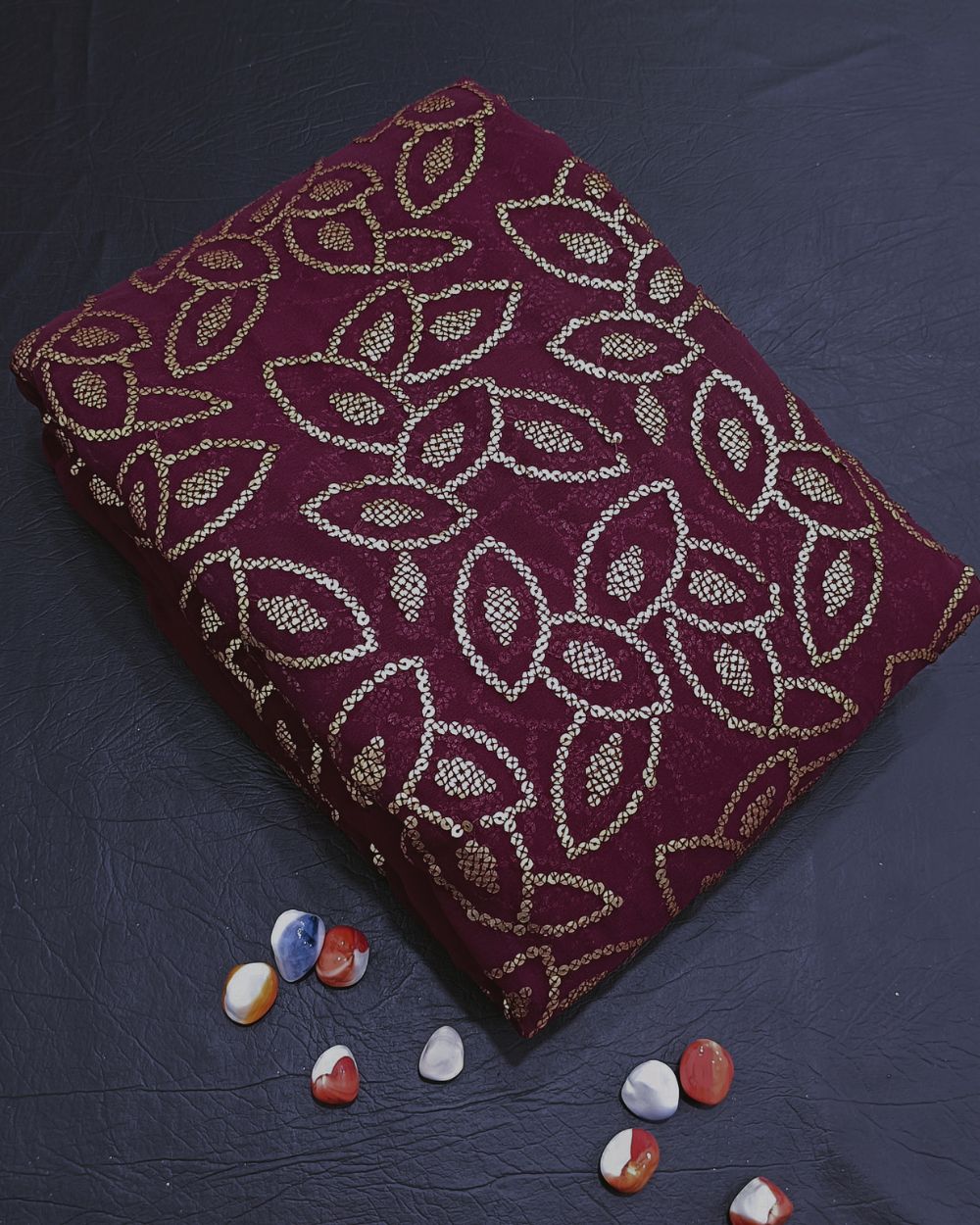 Georgette Work Maroon Colour 44 Inches Width