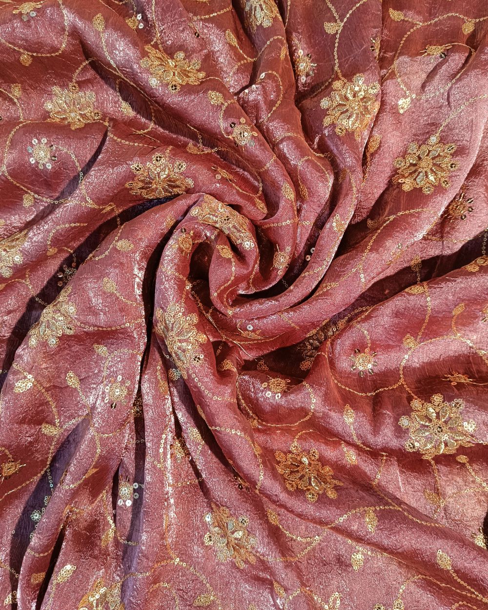 Gold Crush Work Onion Pink Colour 48 Inches Width