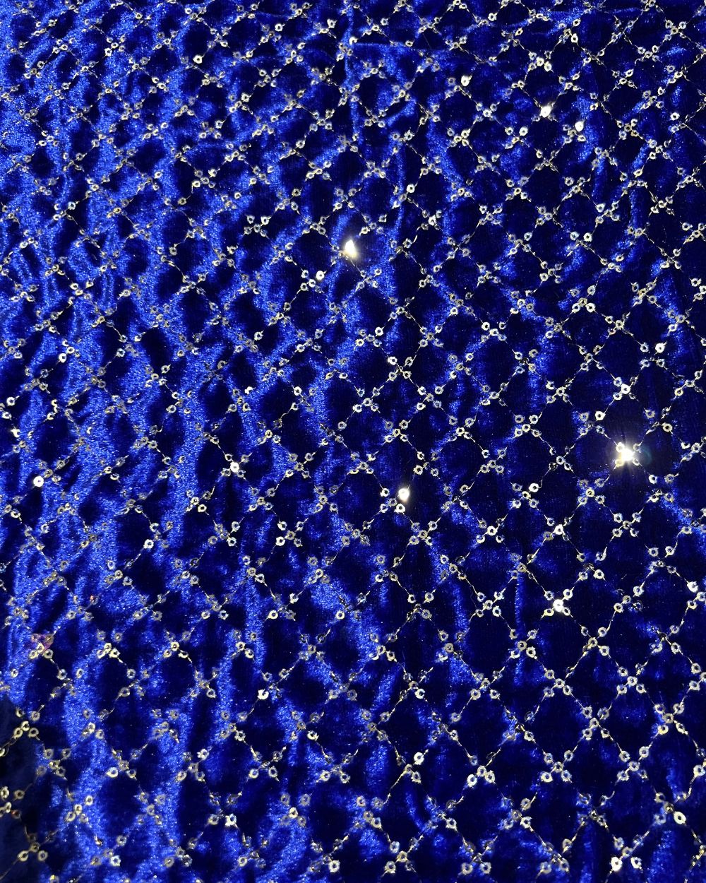 Velvet Work Royal Blue Colour 42 Inches Width
