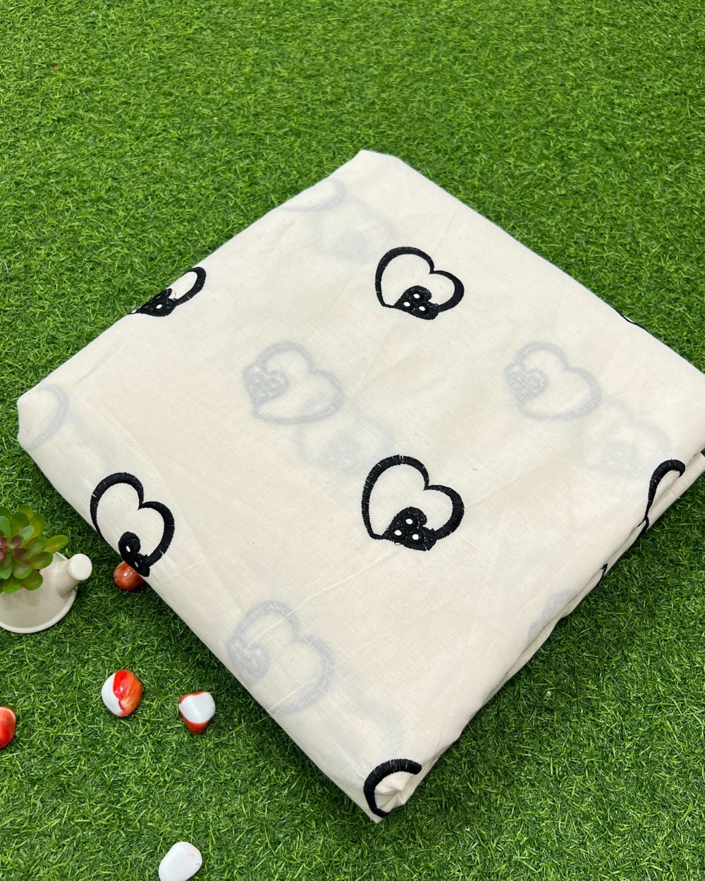 Kora Cotton Work Black Colour 45 Inches Width