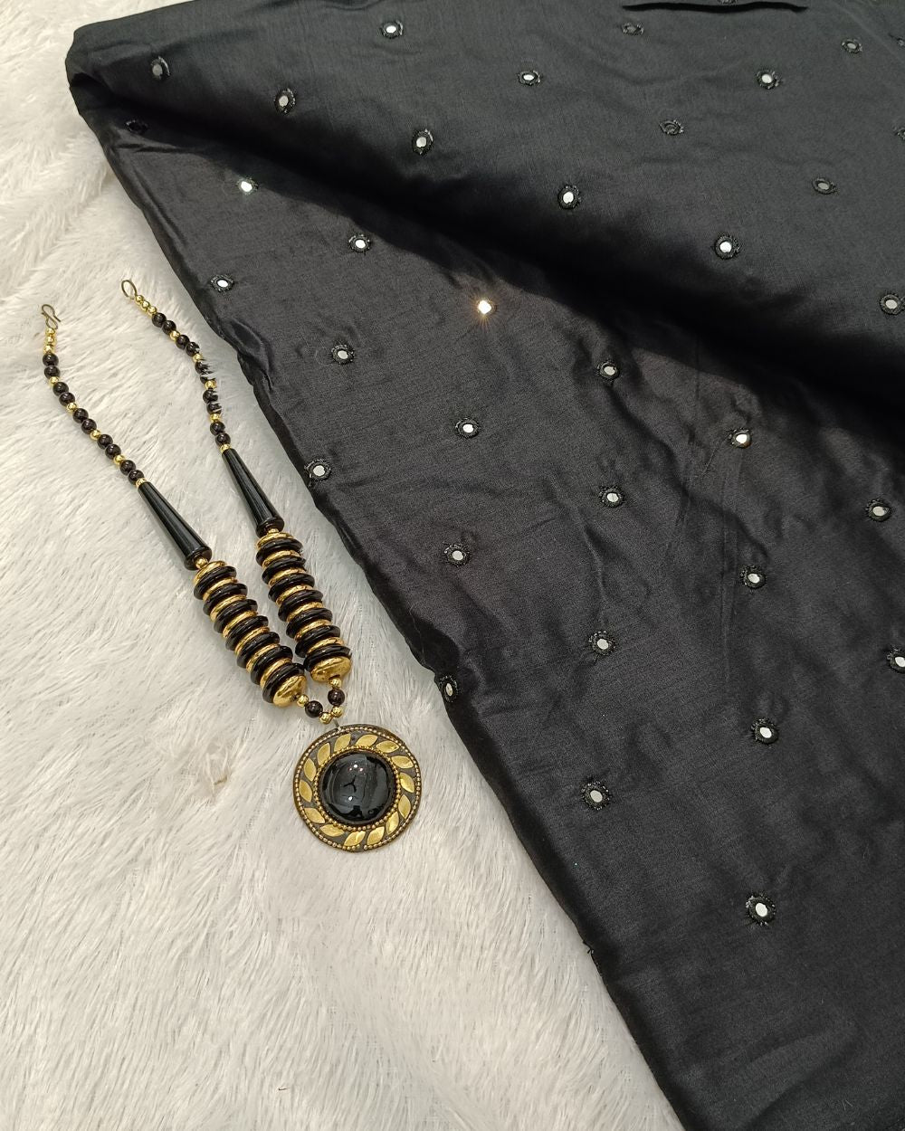 Cotton Abla Work Black Colour 42 Inches Width