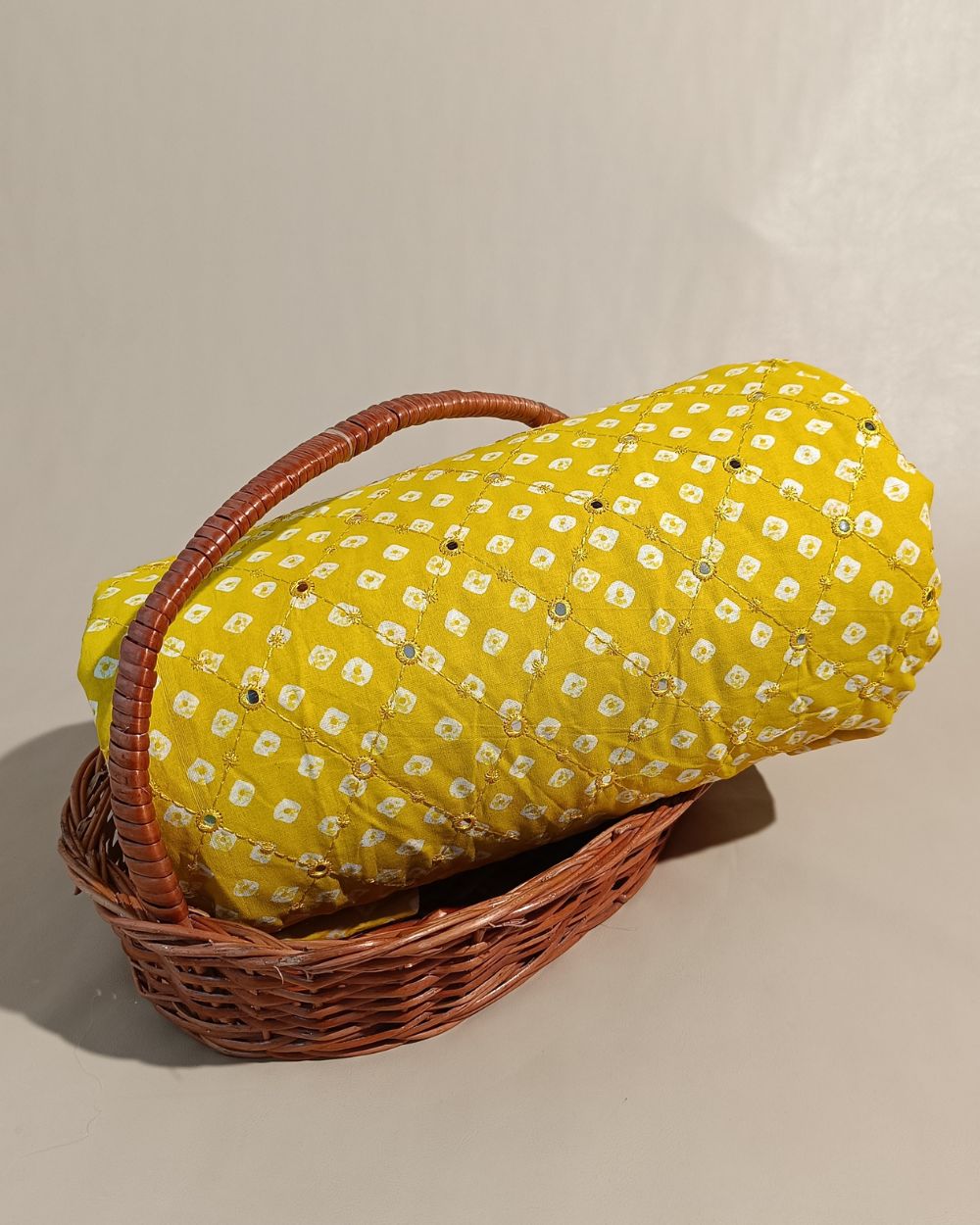 Cotton Abla Work Yellow Colour 42 Inches Width