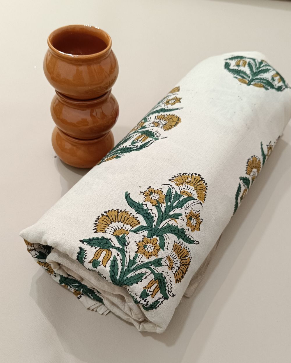 Bagru Hand Block Printed Cotton Off White Colour 45 Inches Width