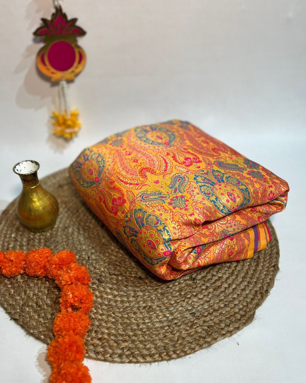 Jacquard Brocade Mango Yellow Colour 46 Inches Width