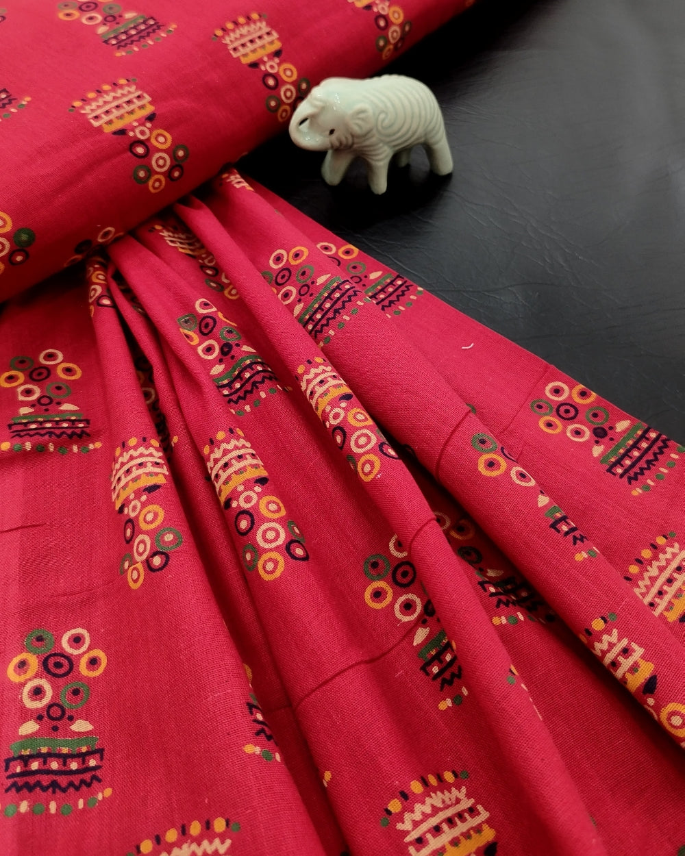 Gujari Print Cotton Red Colour 41 Inches Width