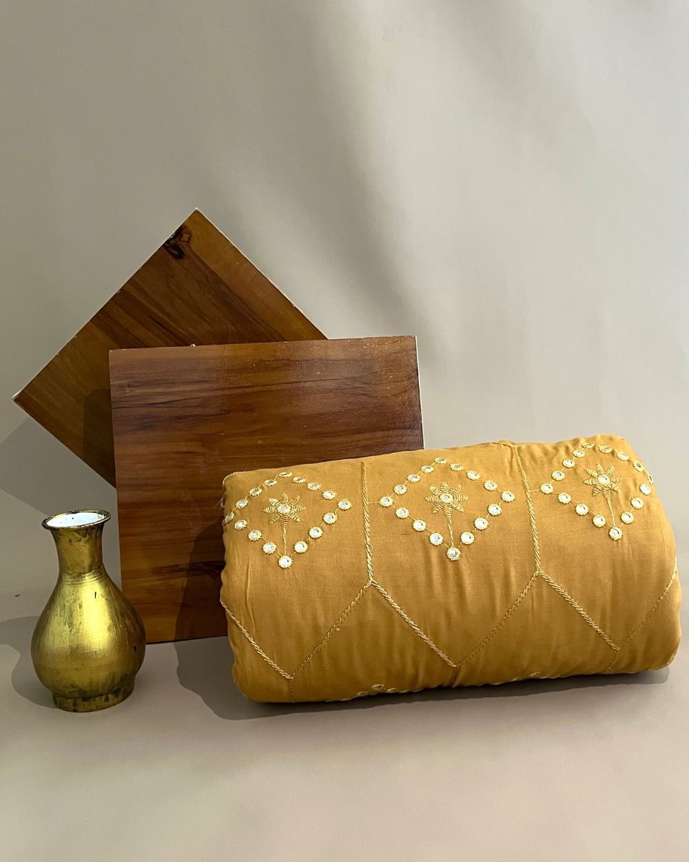 Rayon Abla Work Golden Colour 44 inches width