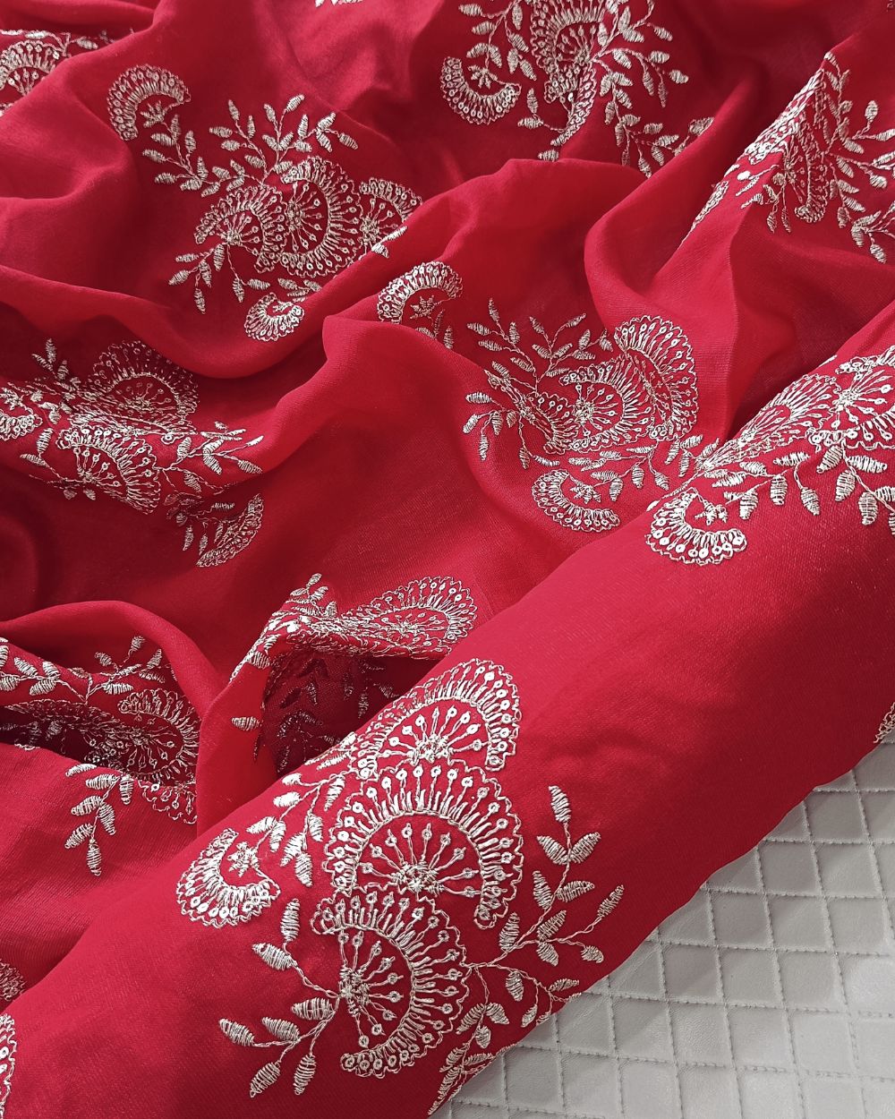 Jute Work Red Colour 42 Inches Width