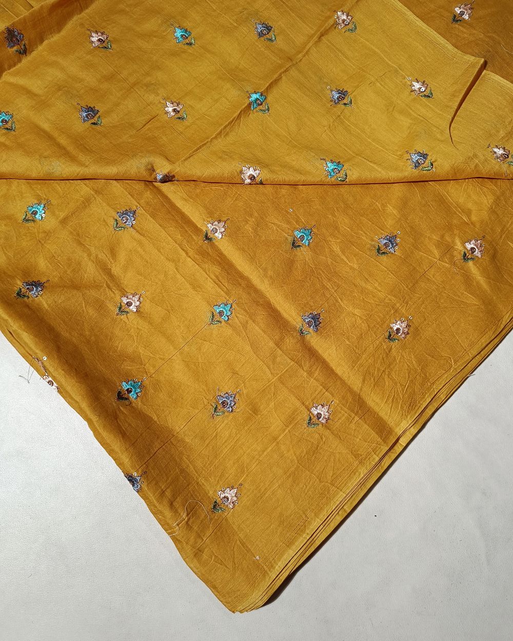 Mal Cotton with Thread Work Mustard Yellow Colour 40 Inches Width