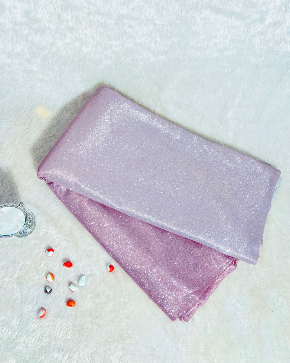 Imported Sparkle Light Pink Dual Tone Shaded Colour 55 Inches Width