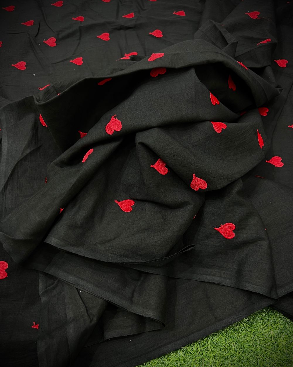 Kora Cotton Work Black Colour 42 Inches Width