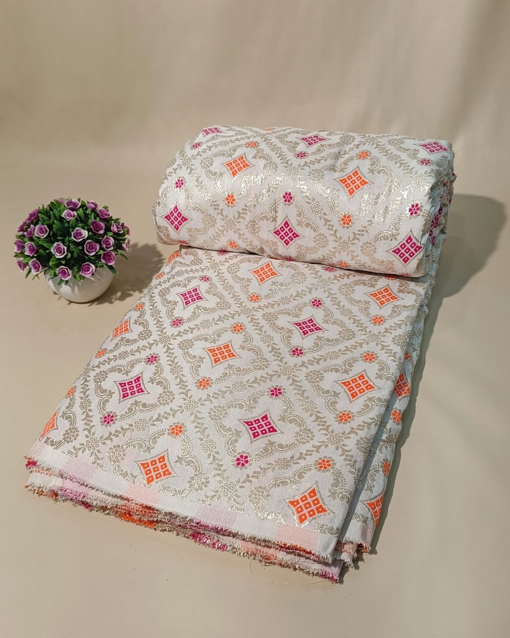 Jacquard Brocade White Colour 42 Inches Width