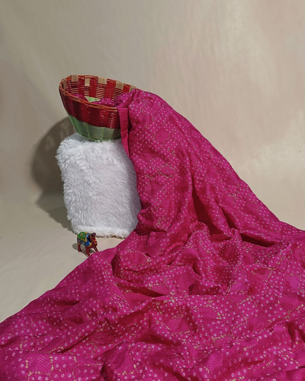 Jacquard Dola Silk Rani Pink Colour 44 Inches Width