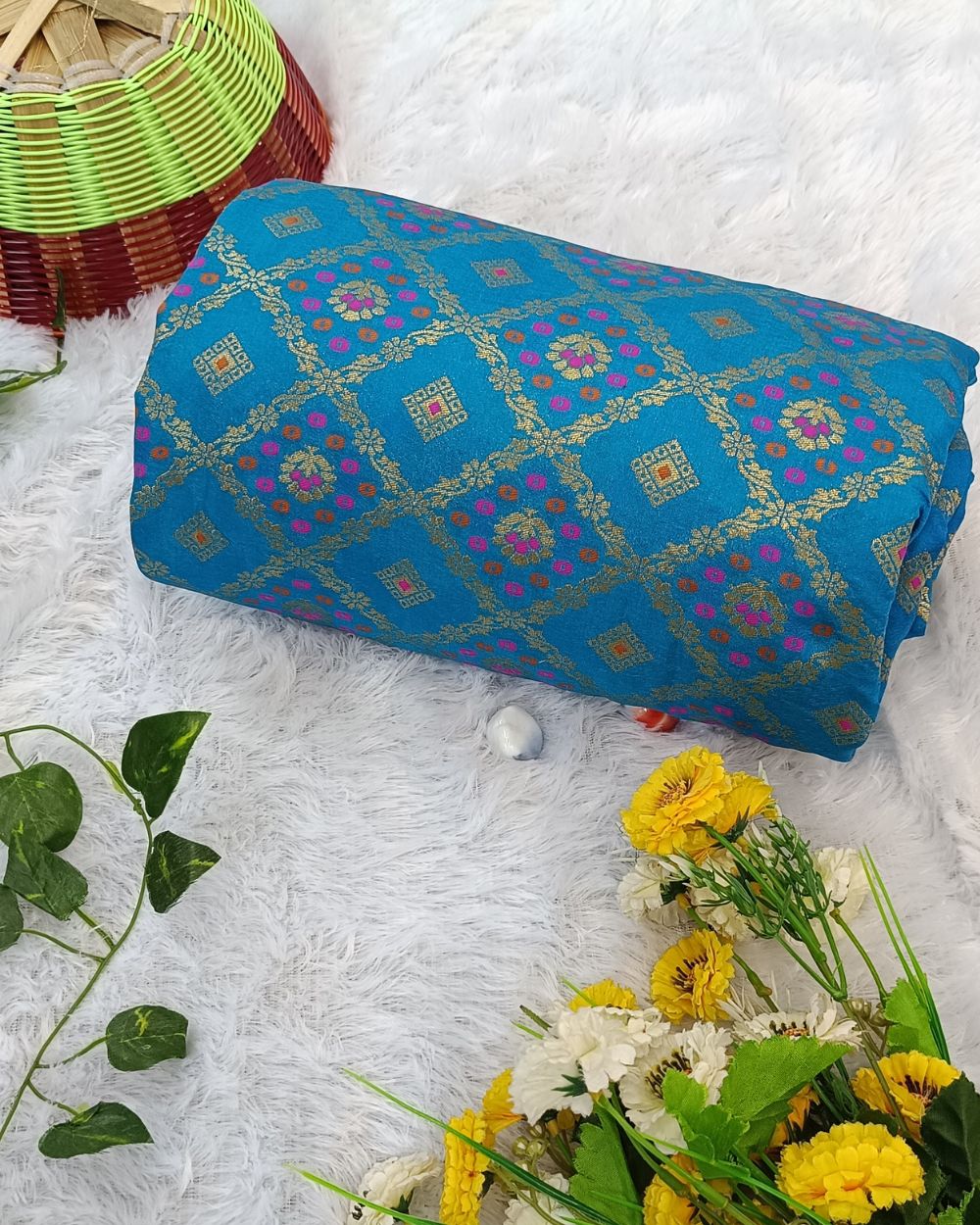 Banarasi Blue Colour 44 Inches Width