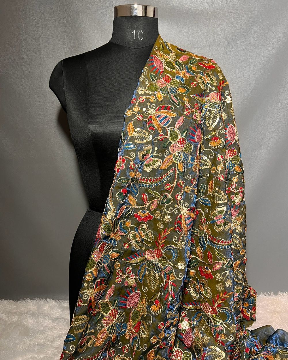 Space Silk Work Bluish Grey Colour 42 Inches Width