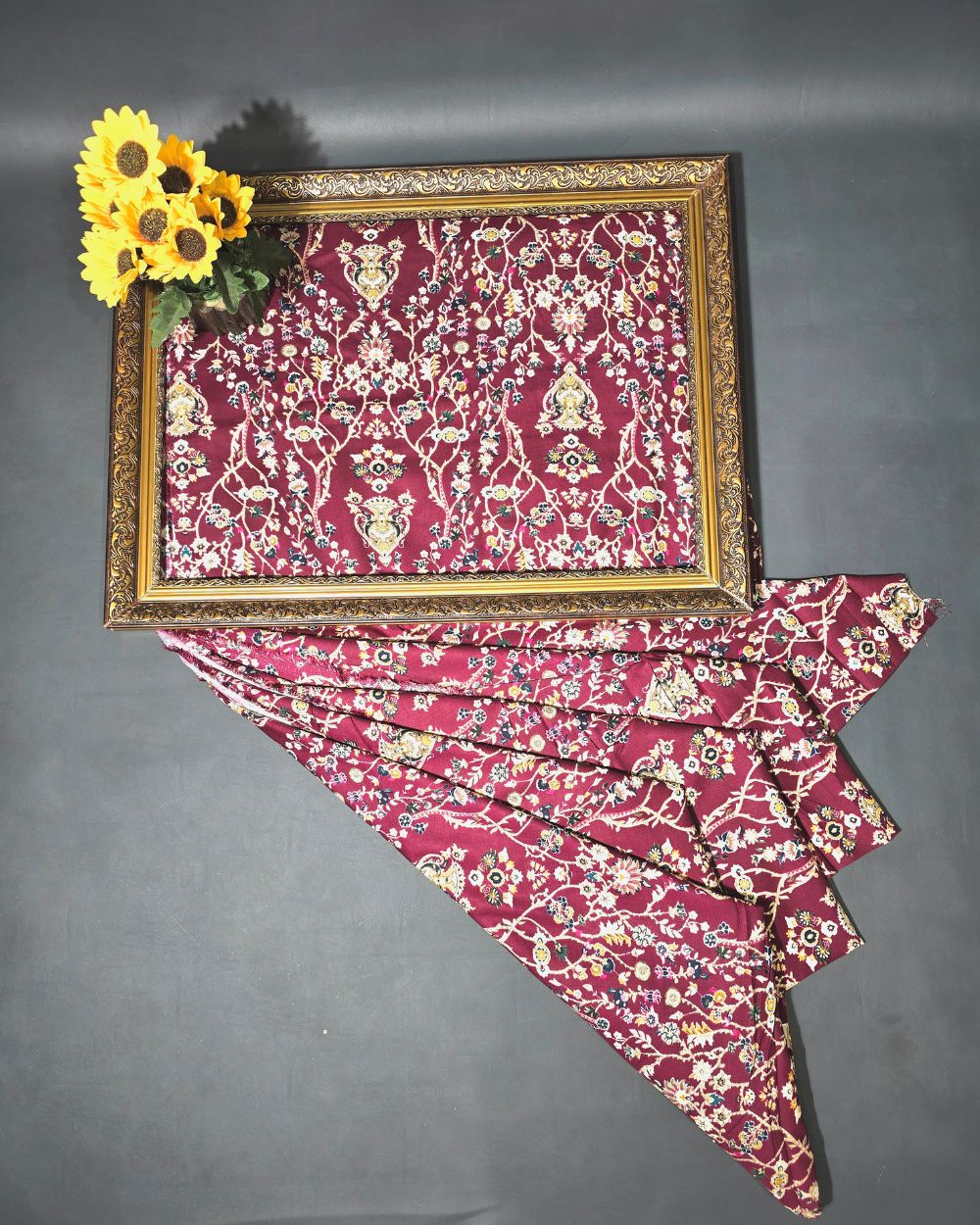 Rayon Foil Print Wine Colour 45 Inches Width