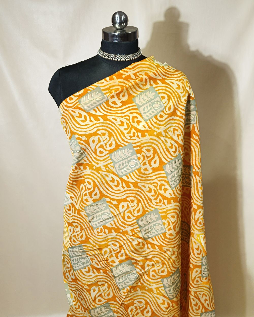 Printed Muslin (Foil) Mustard Yellow Colour 42 Inches Width