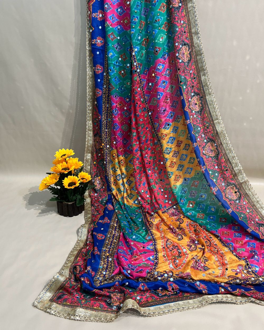 Chinnon Abla Work Dupatta Multicolor 42 Inches Width