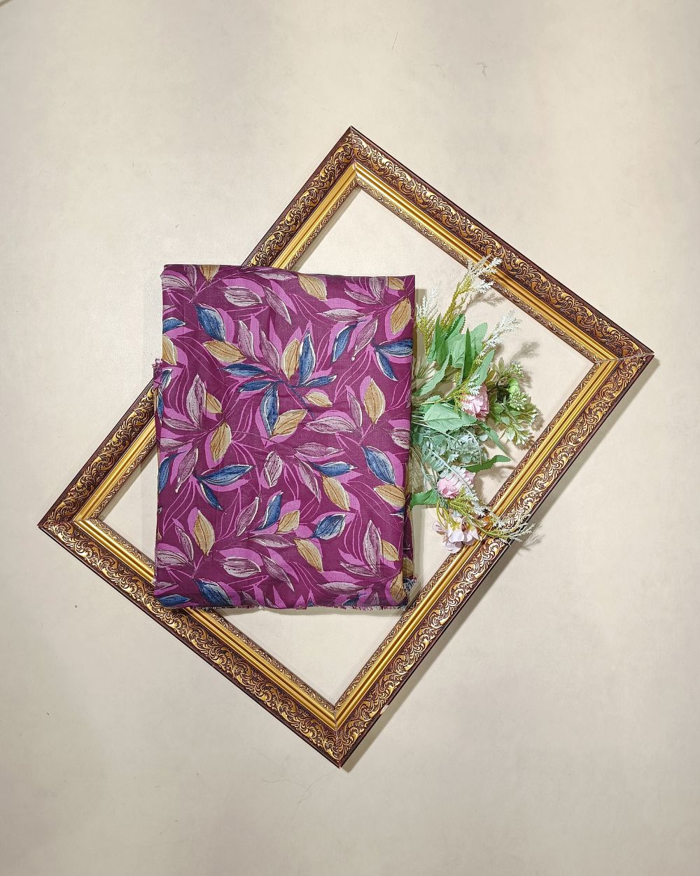 Printed Muslin (Foil) Wine Colour 44 Inches Width