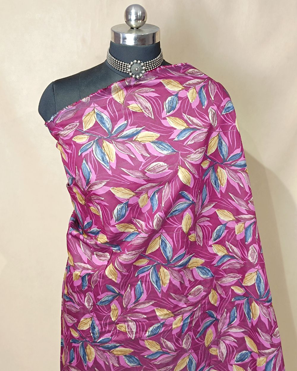 Printed Muslin (Foil) Wine Colour 44 Inches Width