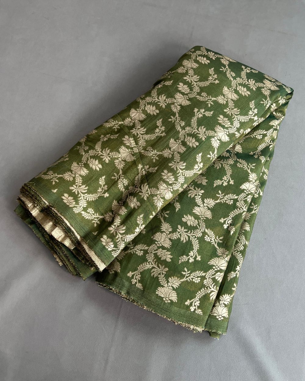 Cosmos Zari Work Forest Green Colour 45 Inches Width