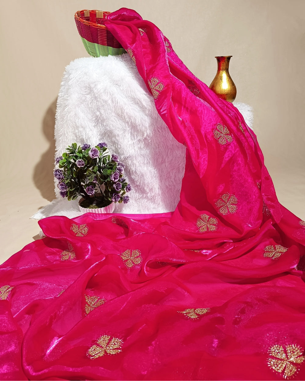Space Silk Work Rani Pink 46 Inches Width
