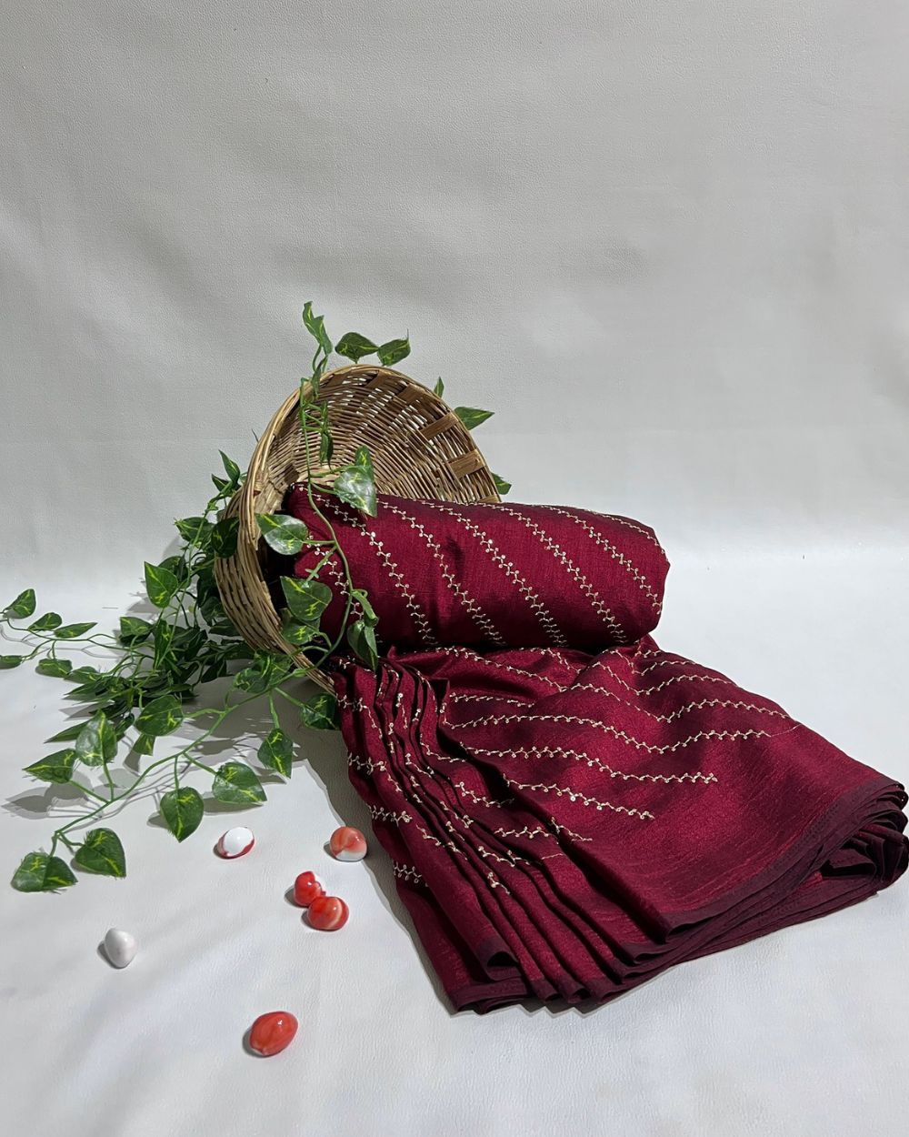 Vichitra Silk Work Maroon Colour 44 Inches Width