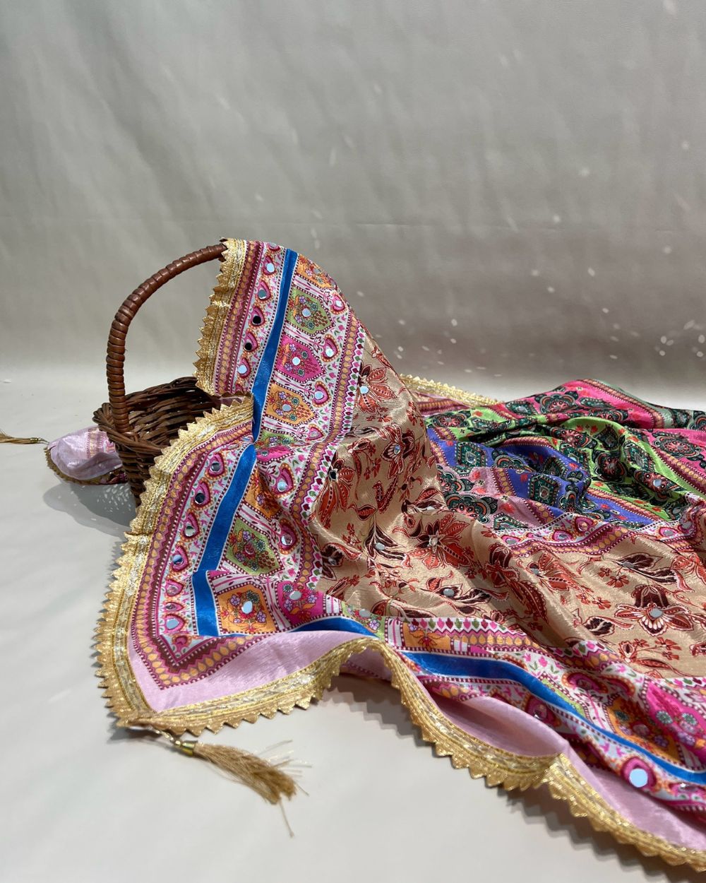 Chinnon Abla Work Dupatta Multicolor 42 Inches Width