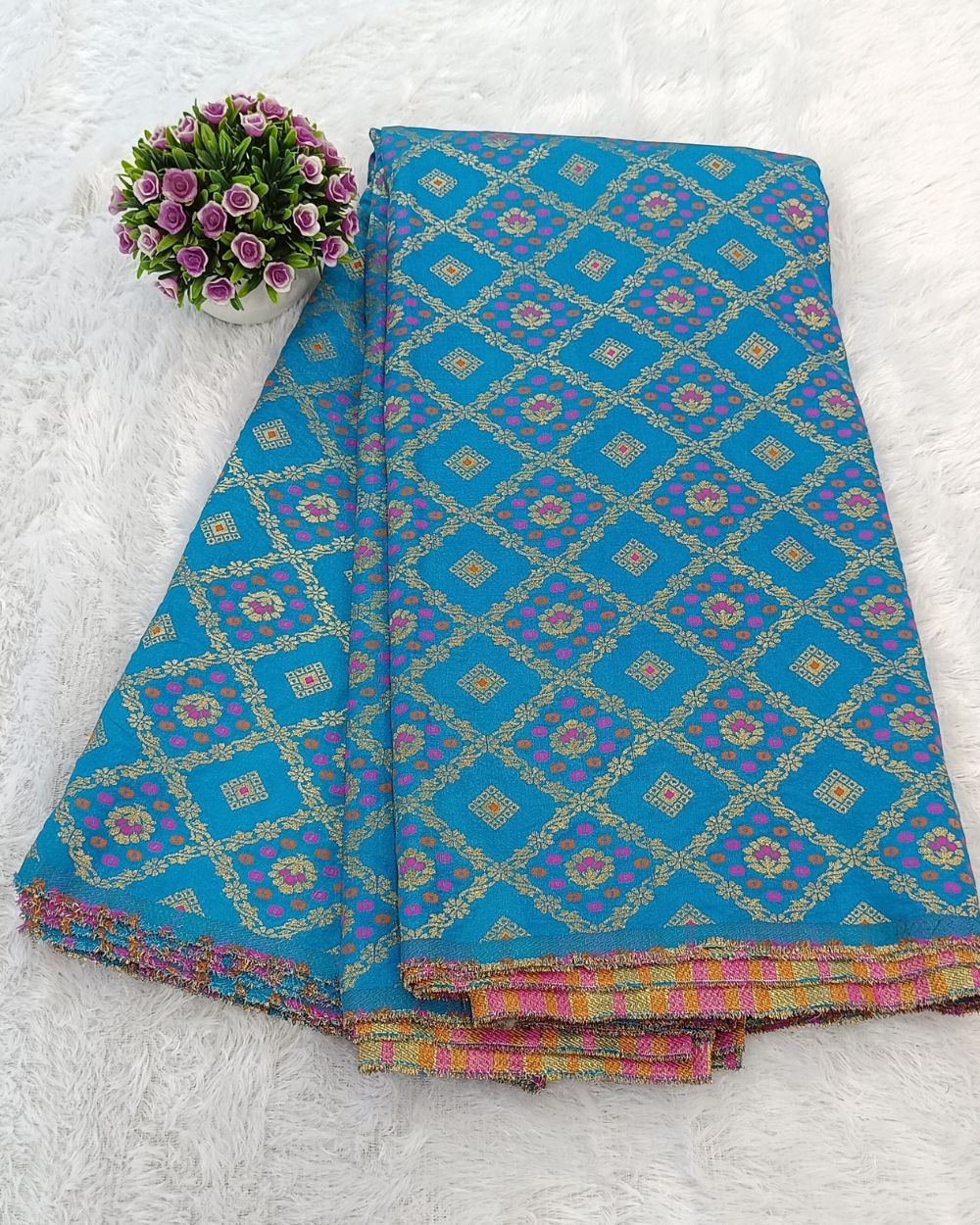 Banarasi Blue Colour 44 Inches Width