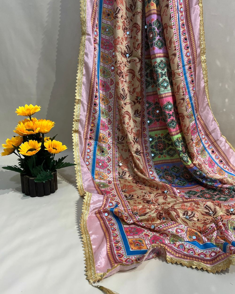 Chinnon Abla Work Dupatta Multicolor 42 Inches Width