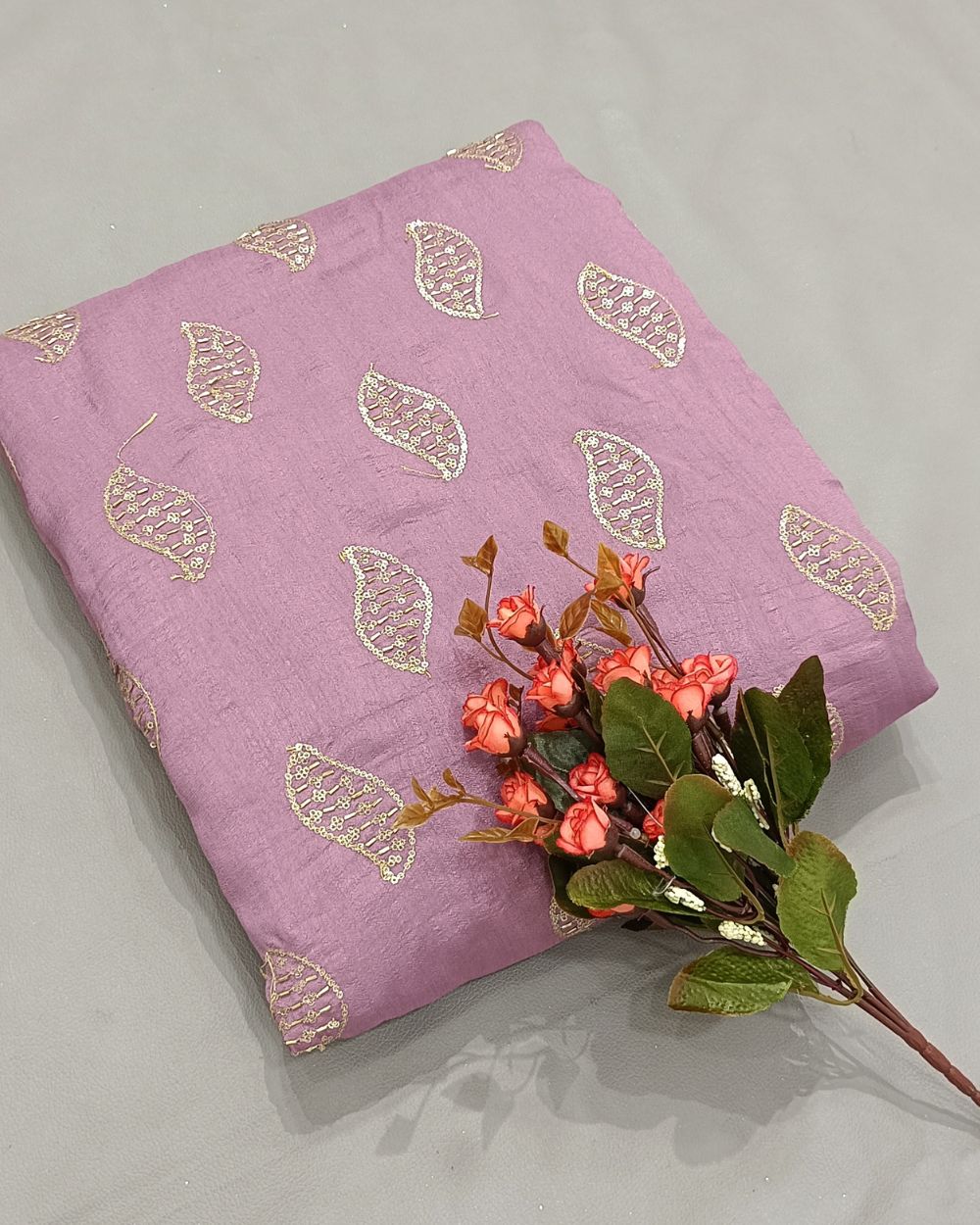 Vichitra Silk Work Onion Pink Colour 42 Inches Width