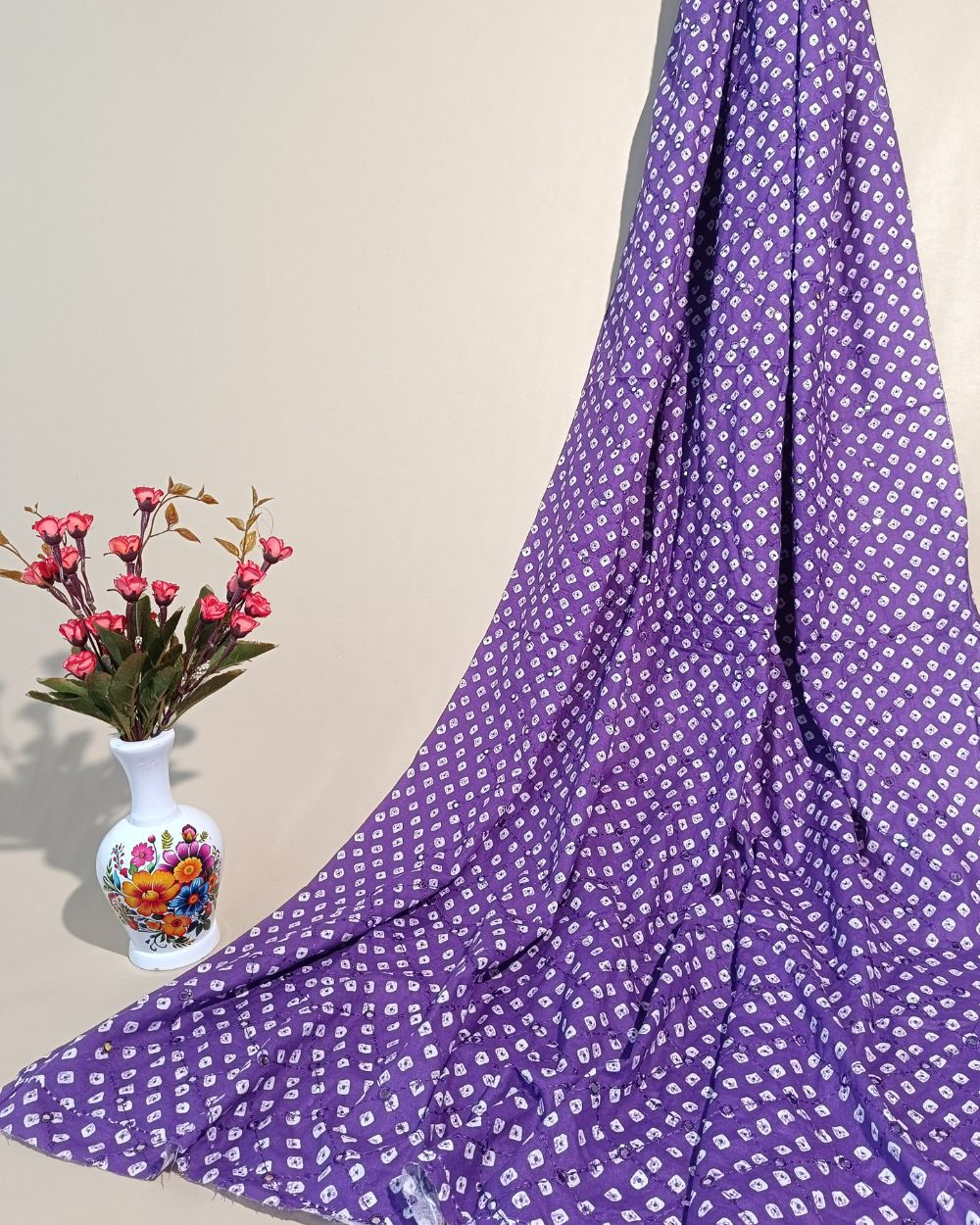 Cotton Abla Work Purple Colour 42 Inches Width