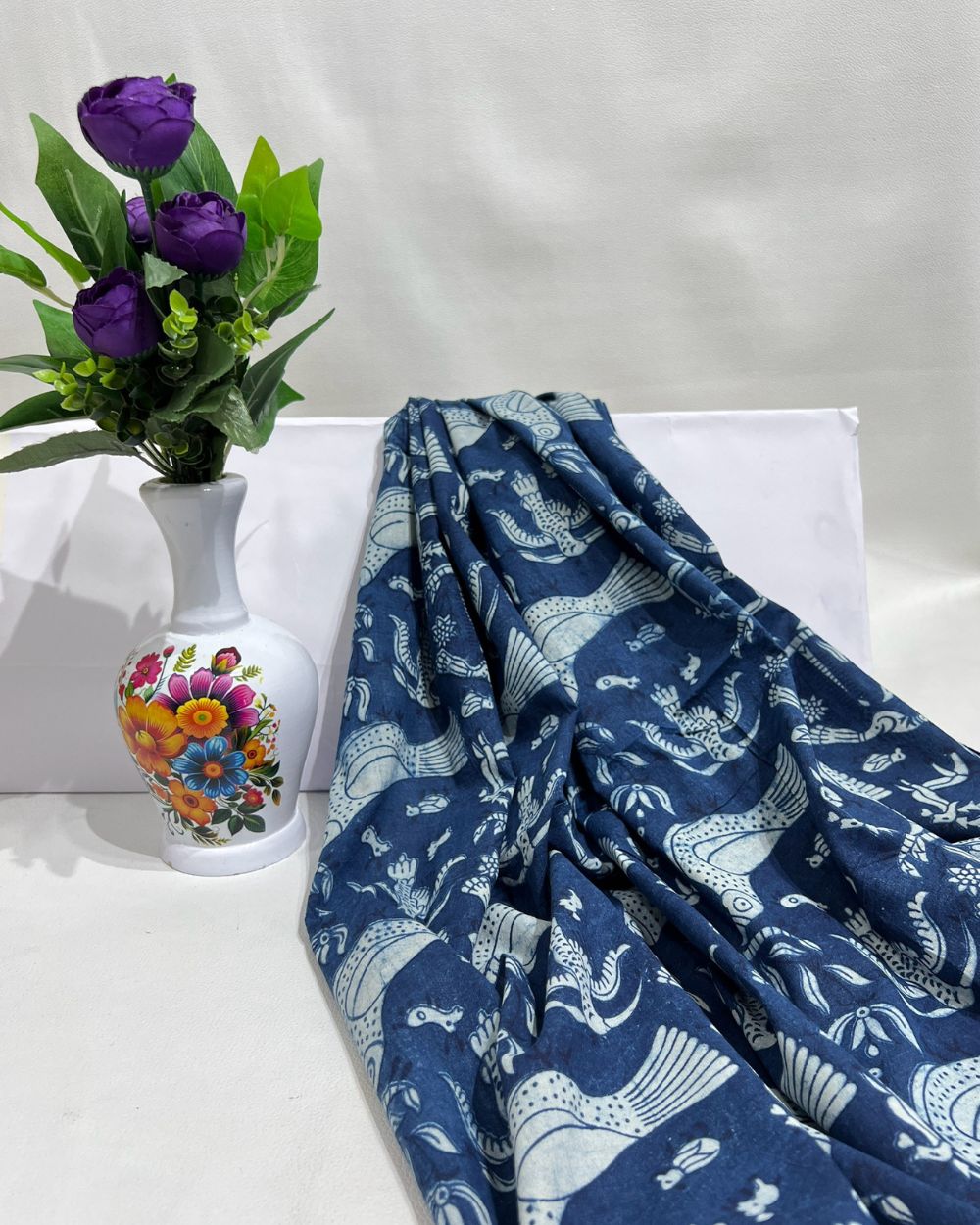 Hand Block Printed Cotton Indigo Blue Colour 44 Inches Width