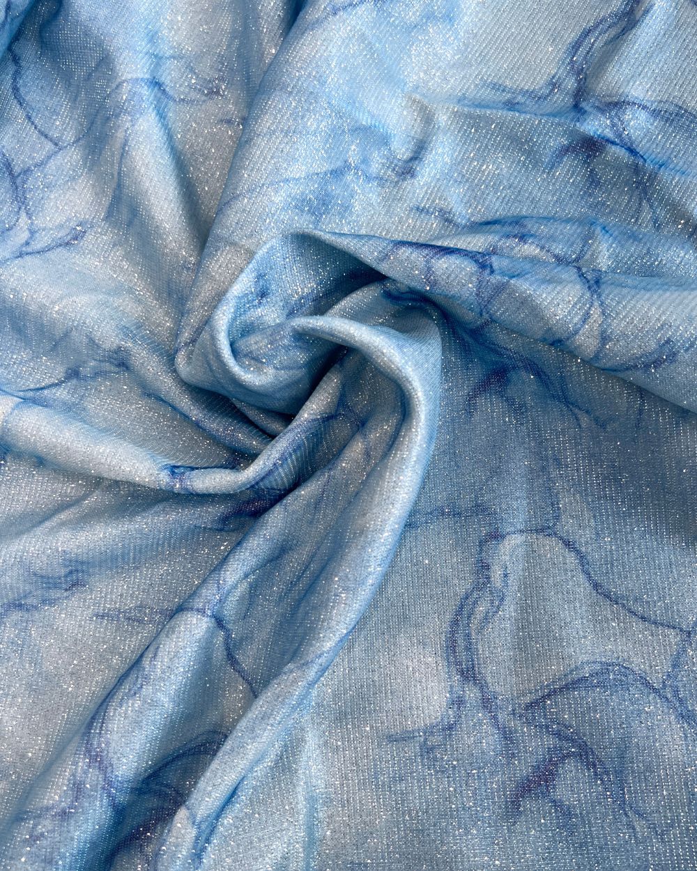Imported Digital Printed Sparkle Blue Colour 55 Inches Width
