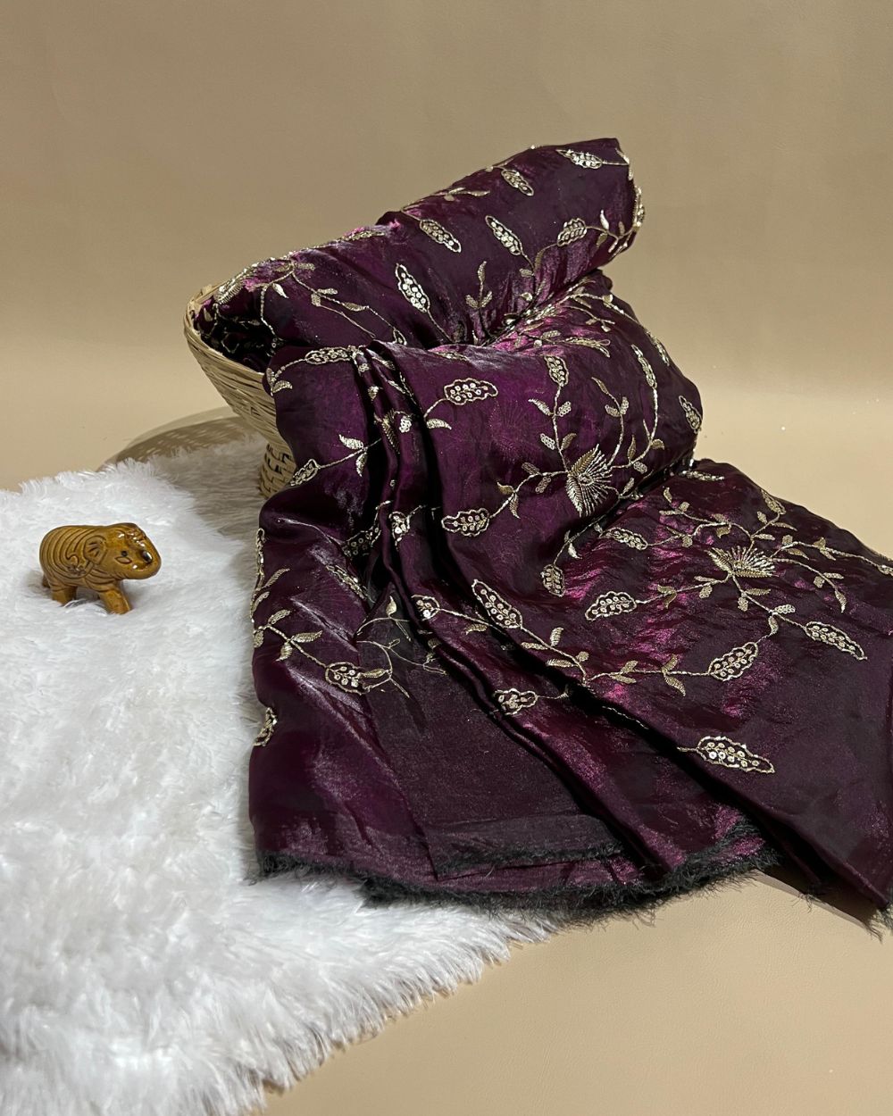 Space Silk Work Wine Colour 45 Inches Width