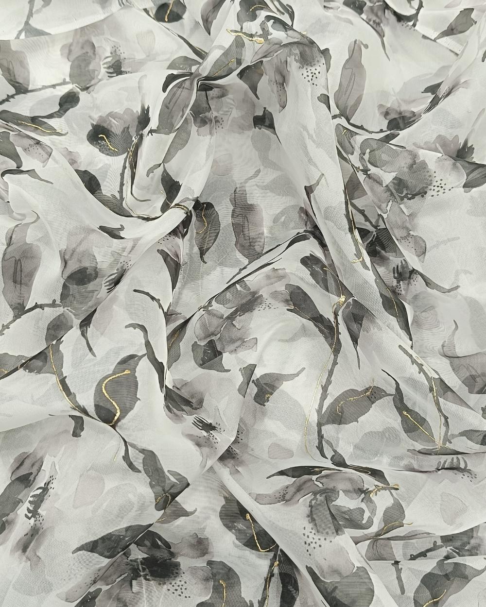 Premium Printed Organza Foil White Colour 43 Inches Width