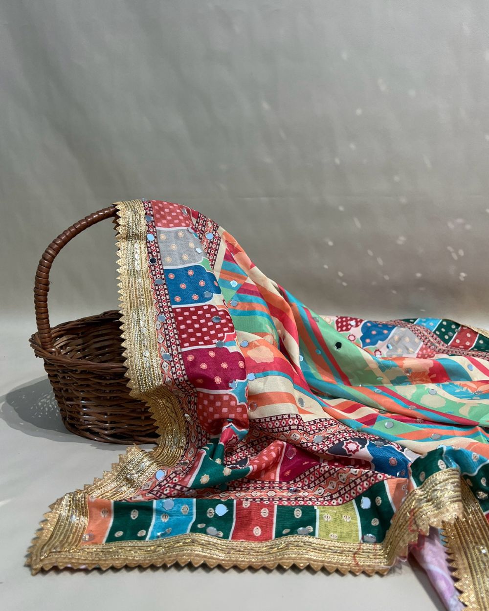 Chinnon Abla Work Dupatta Multicolor 42 Inches Width