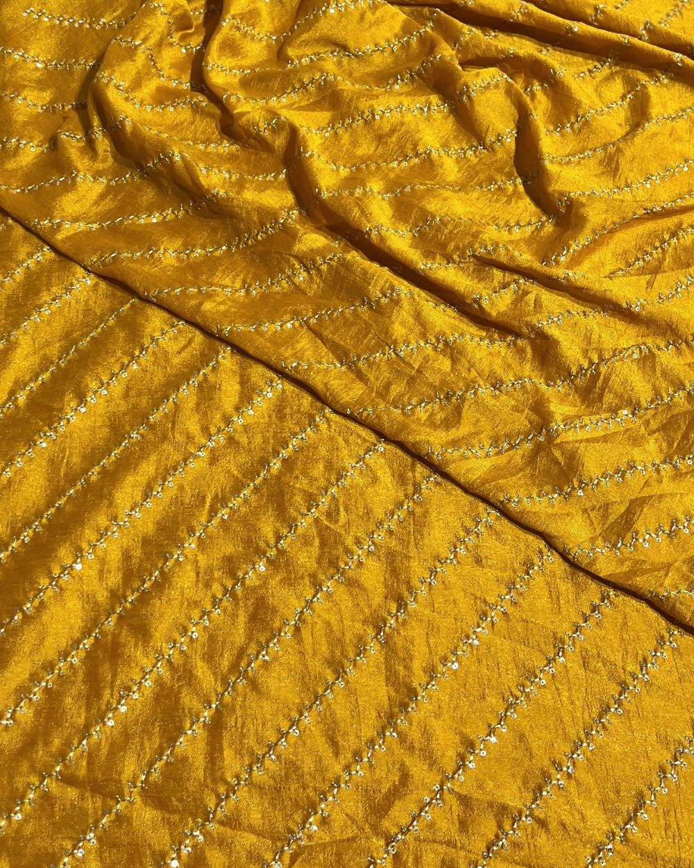 Vichitra Silk Work Turmeric Yellow Colour 44 Inches Width