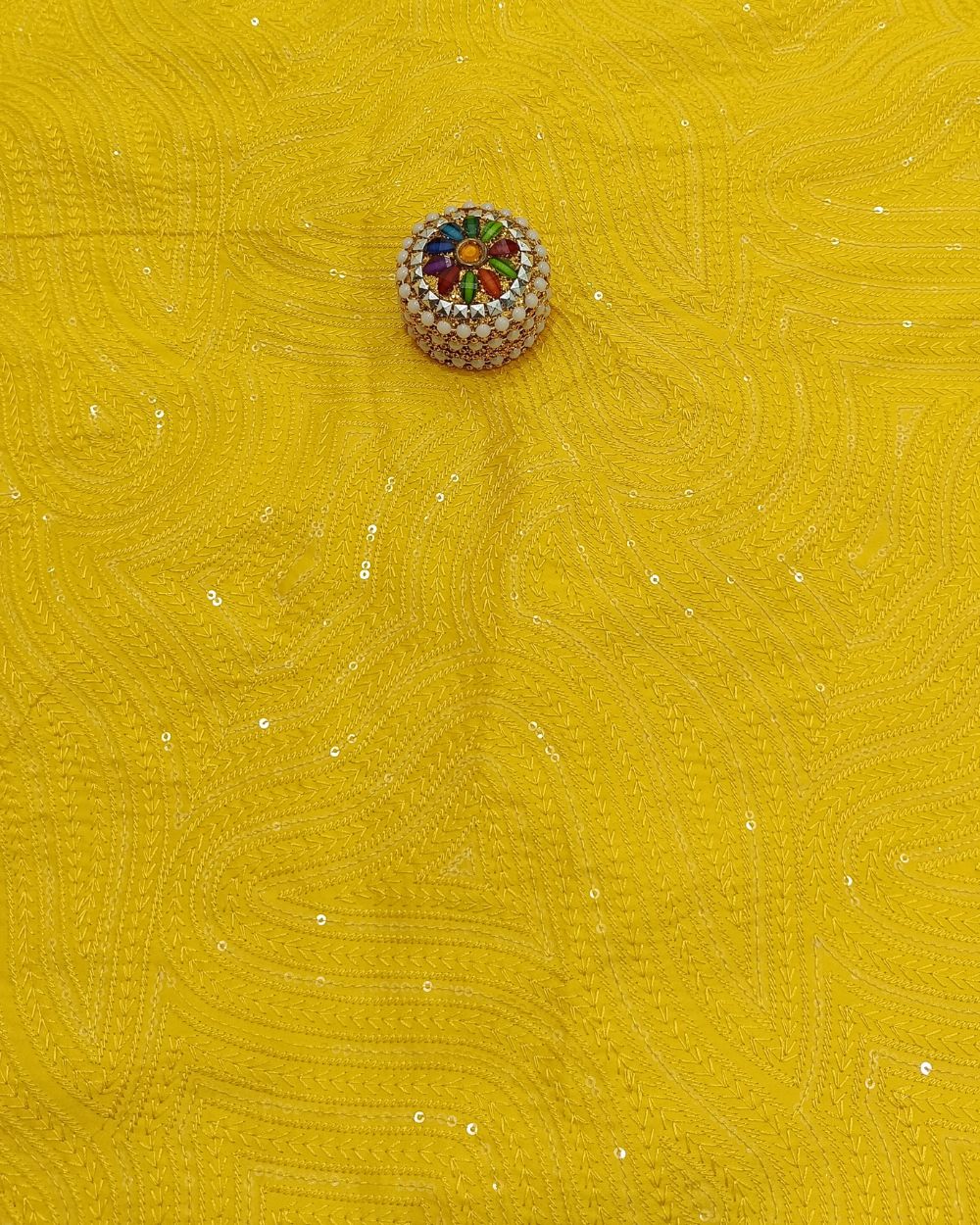 Malai Silk Work Yellow Colour 42 Inches Width