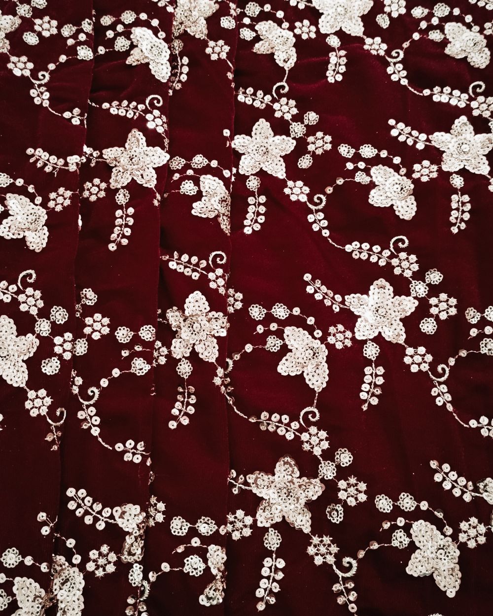 Velvet Work Maroon Colour 44 Inches Width