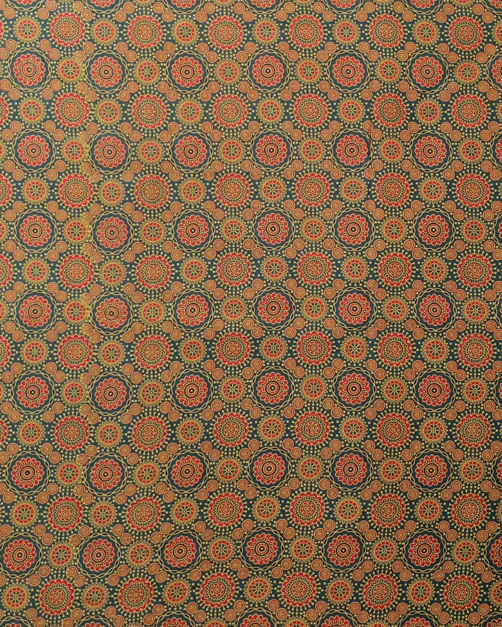 Ajrakh Cotton Natural Dye Block Printed Mehandi Green Colour 42 Inches Width