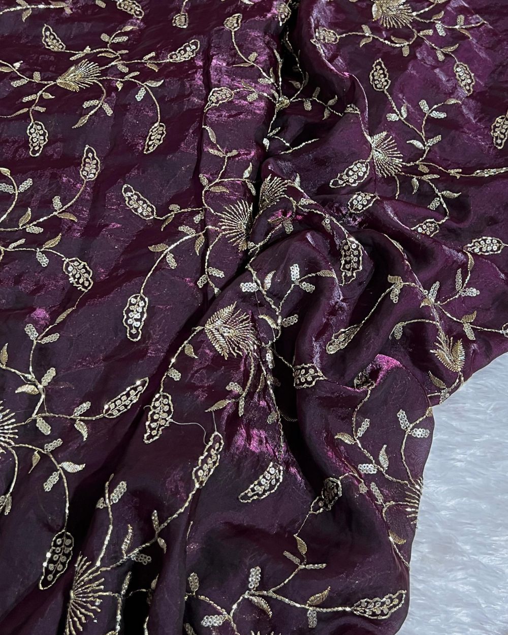 Space Silk Work Wine Colour 45 Inches Width
